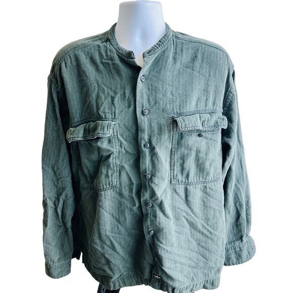Dockers Other - 🧵 Dockers Mens L 100% Cotton Green Utility Shirt Workwear Pockets Country Coded
